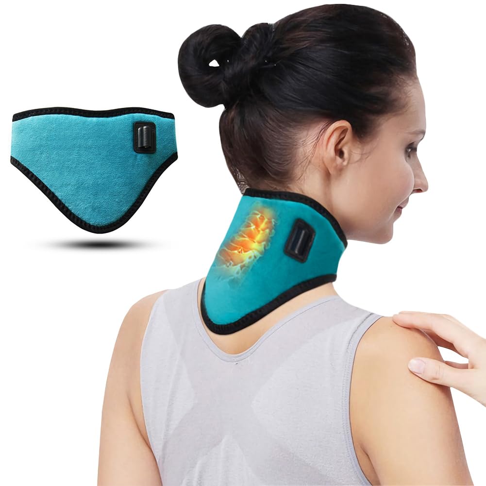 LONTG USB Neck Warmer Heat Pad Cervical Collar for Pain Physical Therapy Heated Neck Brace Wrap with 3 Adjustable Temperature 3 Timer Mode Warm Support Collar for Men Women Elderly