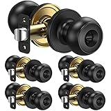 TICONN 5 Pack Matte Black Door Knobs, Colonial