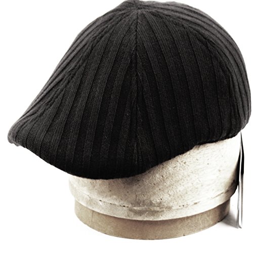 Men's Winter Warm Knit Quilted Lining Duck Bill Newsboy Ivy Cap (S/M, BLACK)