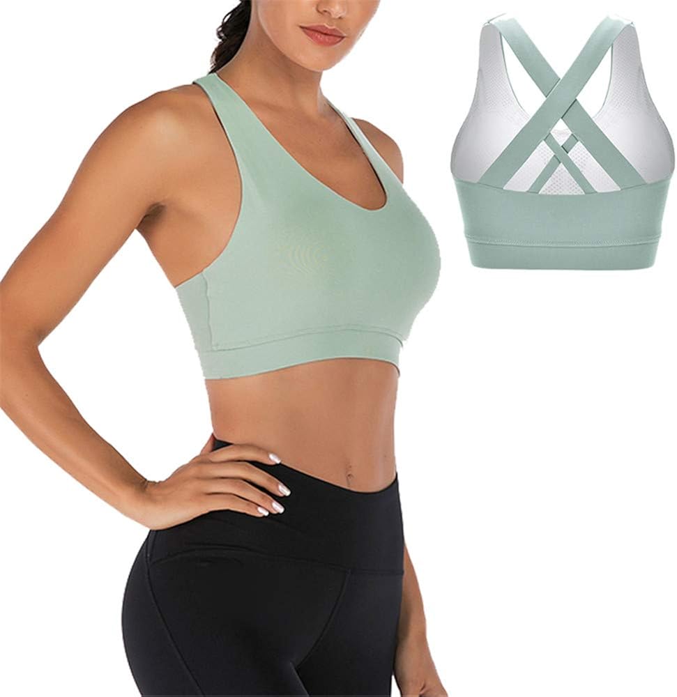 MOONMALLS Criss Cross Back Sexy Running Bra Women Seamless Comfortable