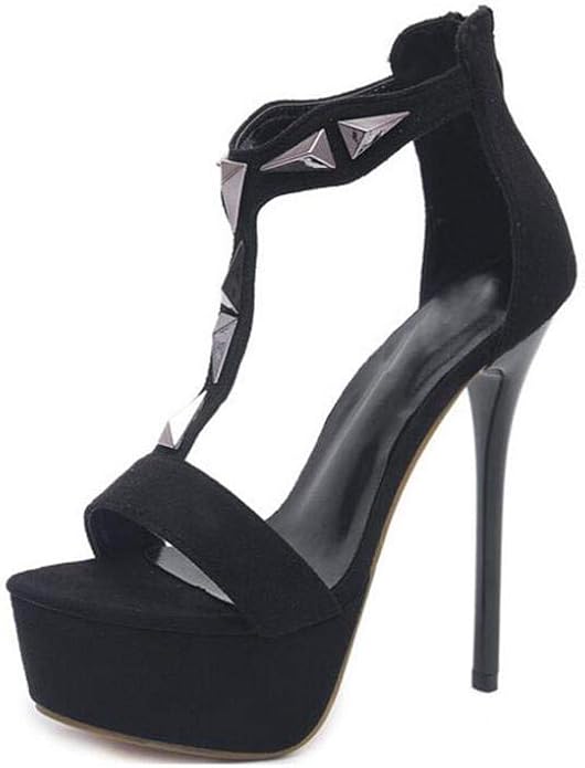 High Heel Women's Shoes Sexy Stage high Heels SandalsBlack_38 Amazon