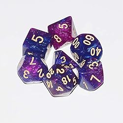 DND Dice 7Pieces, Cosmic Purple Blue Mixed
