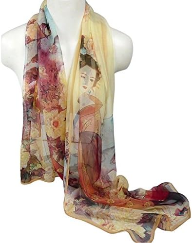New Arrival Lady's Thin Soft Chiffon Georgette long Beach Scarf-beauty print