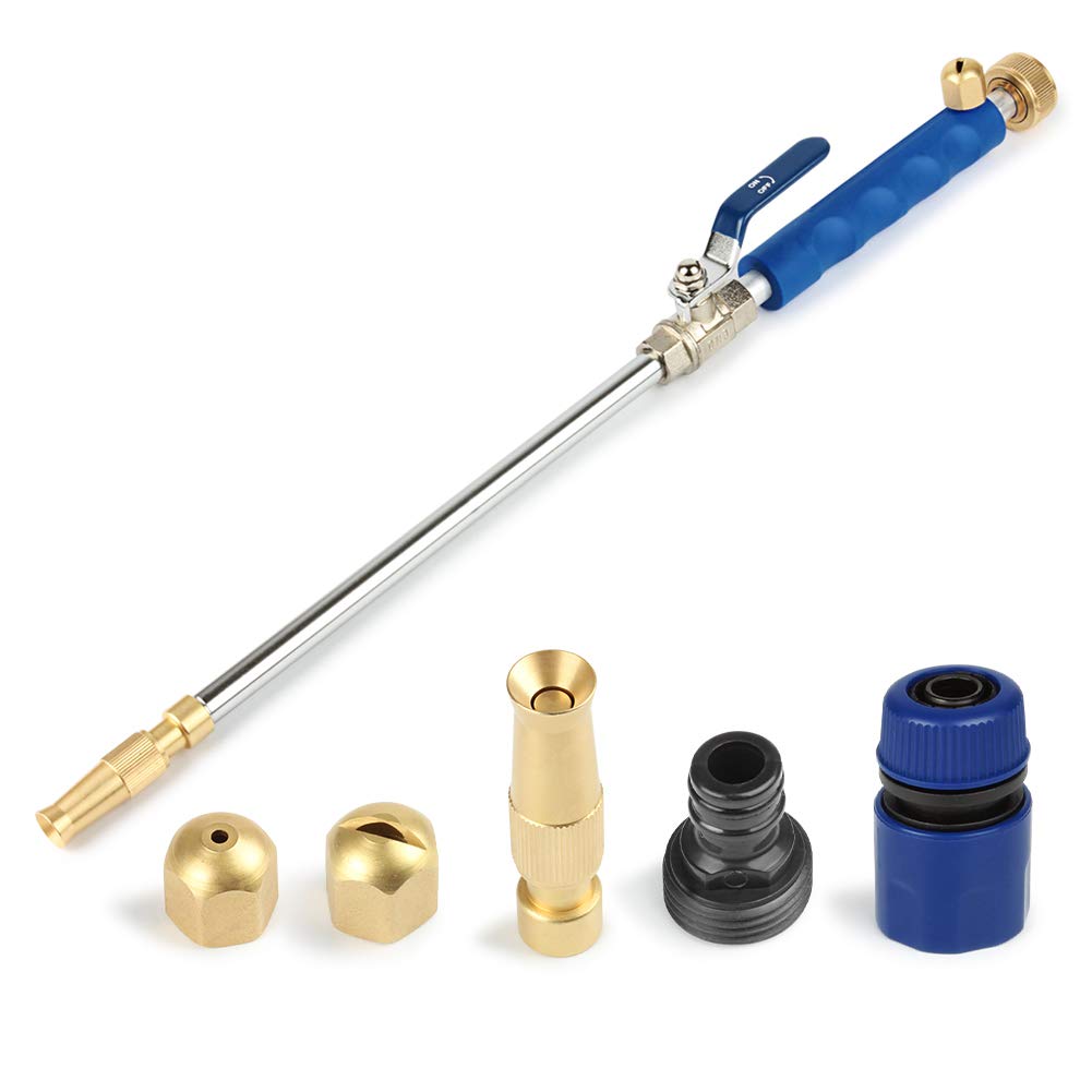 GES High Pressure Jet Cleaner, High Pressure Hose Nozzle, Pressure Washer Lance, Expandable Garden Hose End, Window Cleaning Sprayer (Adjustable + Blue)