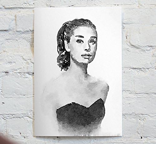 Watercolor Audrey Hepburn portrait - An Unframed Canvas Paper / Watercolor-Style, Contemporary & Modern Portrait Wall Art digital Print - by MrNobody (signed with certificate of authenticity)