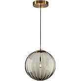 KCO Lighting Modern Large Globe Pendant Light Fixture Mid Century Smoke Grey Glass Pendant Light Vintage Hanging Lights Singl