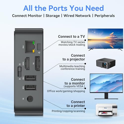 【3 Years Guarantee】Blackview MP50 AMD Ryzen 5 Mini PC with Mouse and Keyboard, Radeon Vega 8 Graphics, Win 11 Pro, 16GB+512GB SSD, 4K@60Hz HDMI+DP/Double WiFi/USB 3.2 Mini Desktop Computer for Office