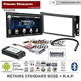 Volunteer Audio Power Acoustik PD-651B Double Din Radio Install Kit with Bluetooth DVD/CD Player Fits 2005-2013 Chevrolet Corvette, 2006-2009 Hummer H3 (OE amplified systems and Onstar)
