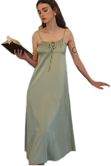 Amazon Slmjmy ネグリジェ レディース ルームワンピース パジャマ ルームウェア ロング お寝巻き ロング丈 姫様気分に 可愛い 滑らか セクシー 人気 春夏秋 ルームワンピース ネグリジェ 通販