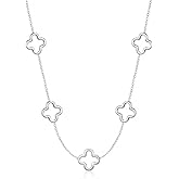 YADUDA Dainty Gold Silver Four Leaf Clover Necklace CZ Clover Pendant Station Necklaces for Women 18K Gold Plated Stainless Steel Lucky 4 Leaf Pendant Jewelry