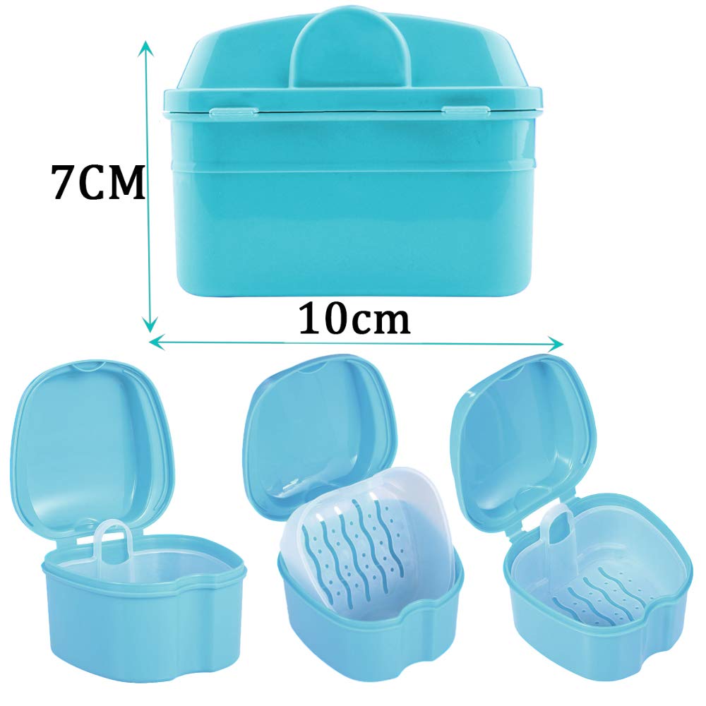 Denture Bath Box Cup, Complete Clean Care for Dentures, Clear Braces, Mouth Guard, Night Guard & Retainers, Traveling : Beauty
