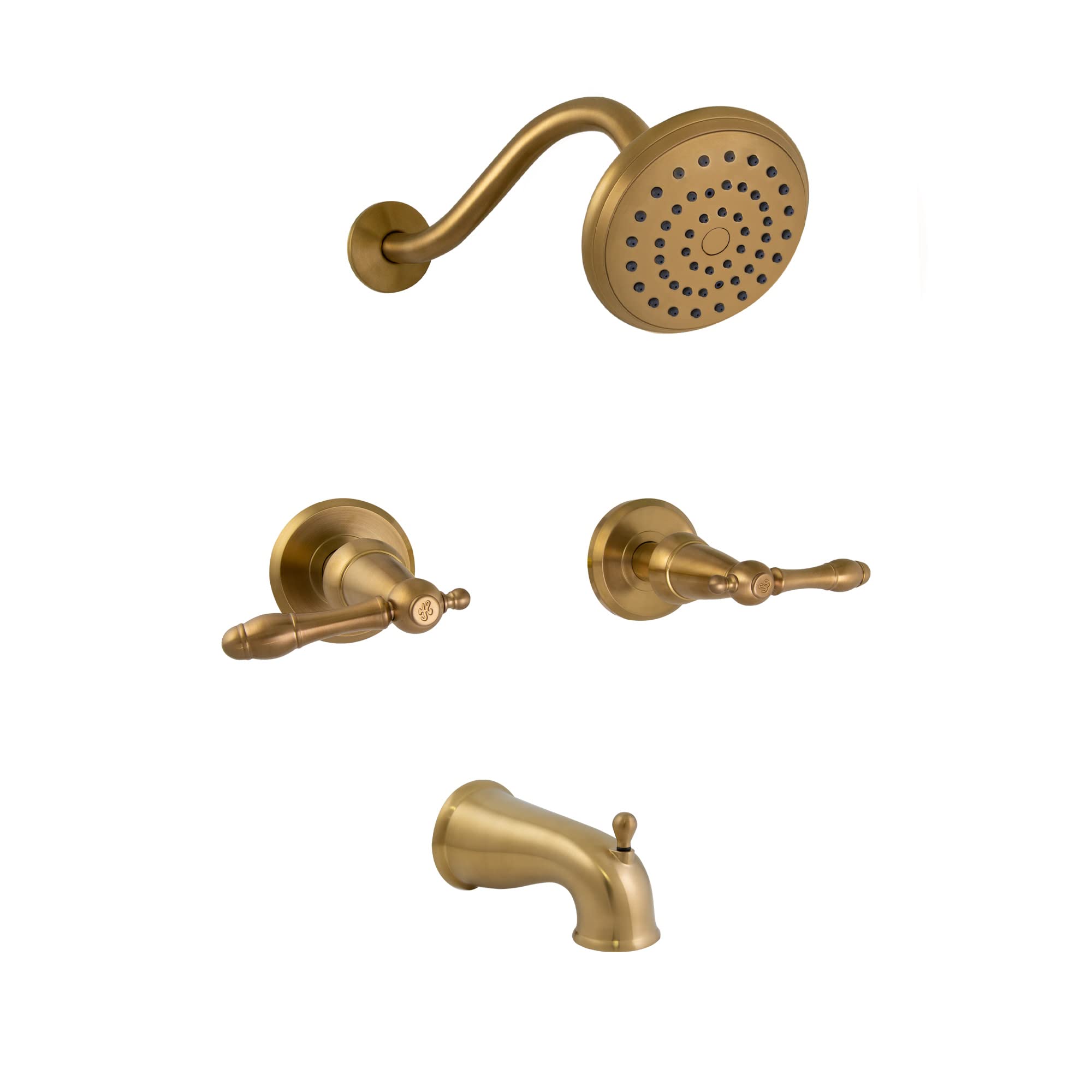 Photo 1 of ***MISSING SCREWS*** Design House 595728 Oakmont Classic Bath and Shower Trim with Single-Function Shower Head, 2-Handle Faucet and Valve for Bathroom, Brushed Gold