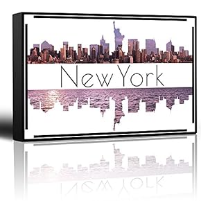 City Skyline Series - New York - Colorful Urban Art - Sunsets and Silhouettes Famous Buildings and Landmarks - Canvas Art Home Art - 12x18 inches