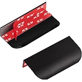 Cekikibi 5 Pack Adhesive Edge Finger Pulls for Cabinets,Kitchen Aluminium Alloy Concealed Drawer Pulls No Drilling Required Flat Stick On Cabinet Handles (Black, 3.15" Overall Length)