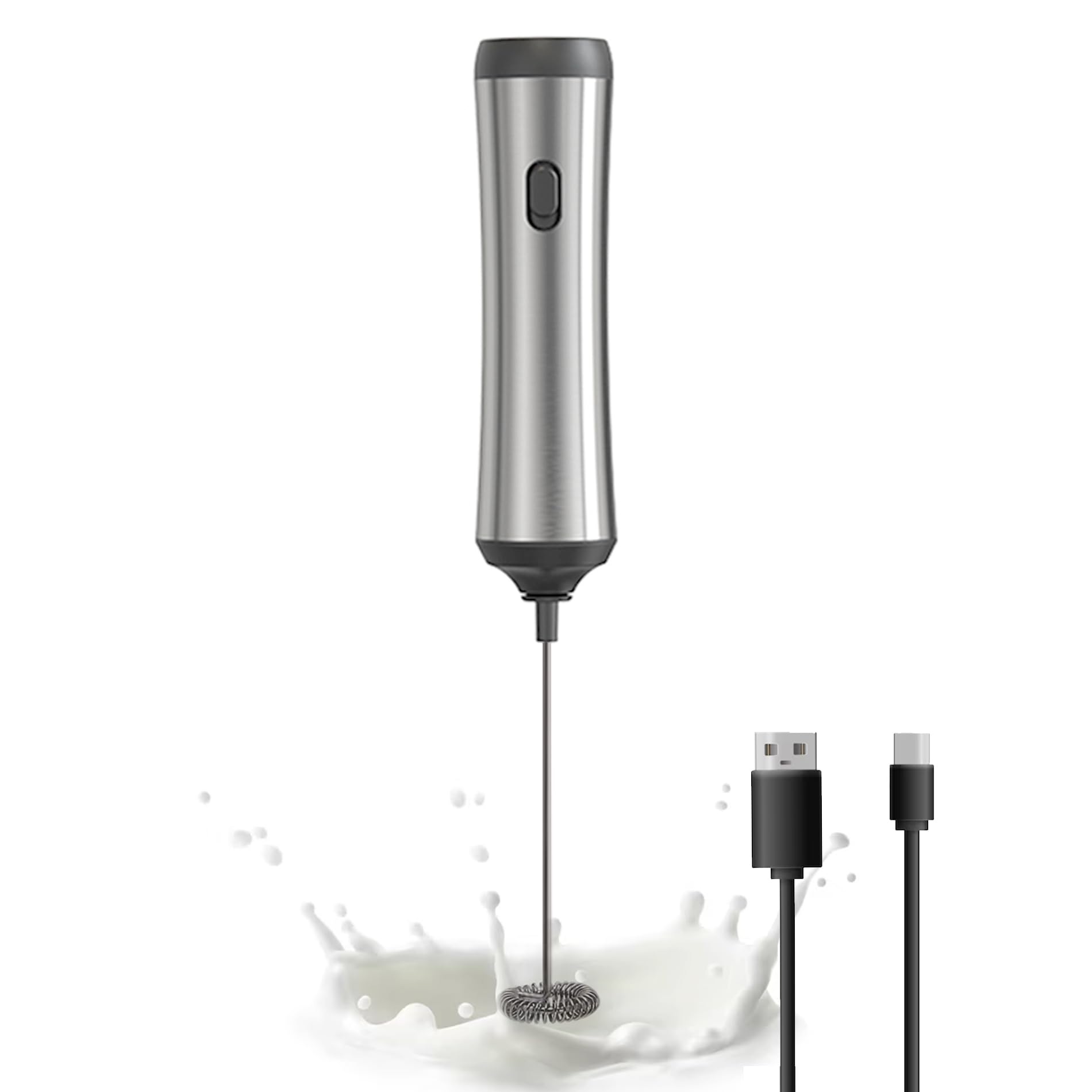 Handheld Coffee Frother, USB Rechargeable Handheld Frother, Adjustable Milk Frother for Cappuccinos, Hot Chocolate, Smoothies, Egg Mix