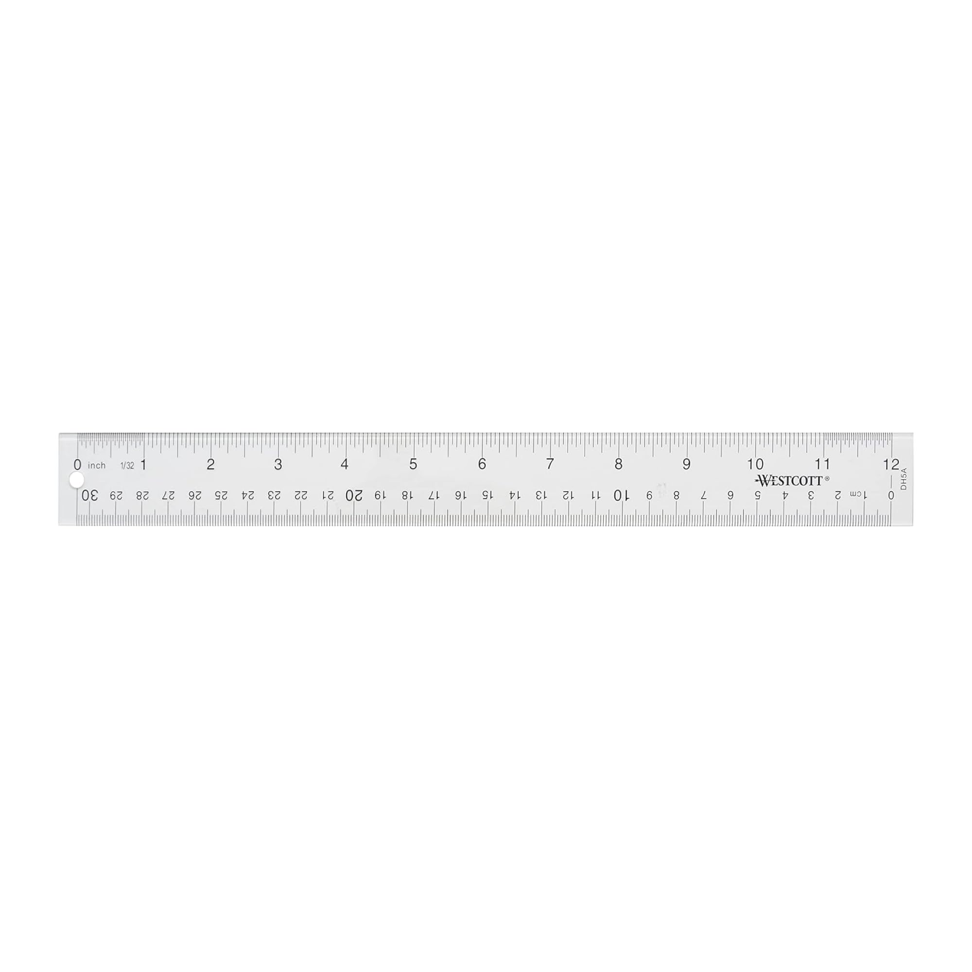 Westcott Acrylic Clear Ruler, Easy-to-Read Markings, Scratch-Resistant Design, Raised Beveled Edges, for Crafting, Office, Classroom, Back to School Supplies, 12-Inch