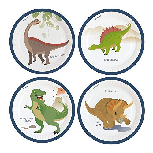 45-teiliges Party-Set Dinosaurier - Happy Dinosaur - Teller Becher ServiettenTischdecke Trinkhalme für 8 Kinder – Bild 3