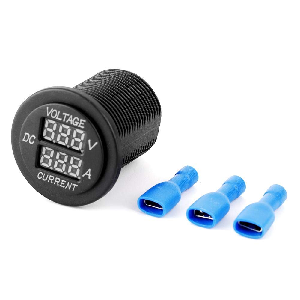 LED Voltmeter, Digital LED Voltmeter Ammeter Round Gauge Current Meter for Motorcycle Car Boat