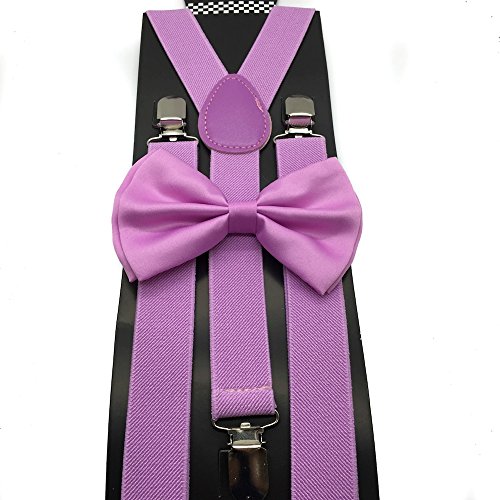 Awesome Light Purple Wedding Accessories Adjustable Bow Tie & Suspenders
