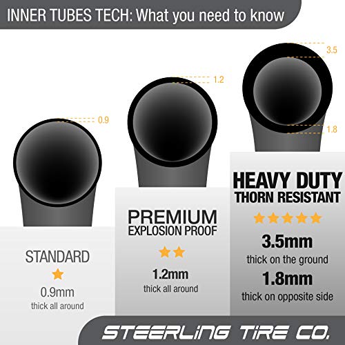 Two 16'' x 1.5/1.75 R and One 12.5'' x 1.75/2.15 F Premium Explosion Proof Inner Tire Tube for All BOB Revolution & Stroller Strides - BOB Stroller Tire Replacement Set [3 Pack] Steerling Tire Co.