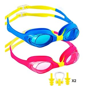 SBORTI 2 Pack Kids Swimming Goggles,No Leaking,Anti Fog,UV Protection Swim Glasses Water Goggles