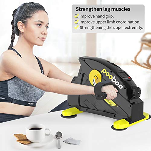 pooboo Pedal Exerciser Under Desk Bike Stationary Exercise Portable Mini Cycle Bike for Legs and