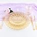 WDF 150pcs Gold Plastic Plates with Disposable Plastic Silverware&Gold Cups- Gold Glitter Design include 25 Dinner &Salad Plates,25Forks, 25 Knives, 25 Spoons& 9OZ Cups (Gold Glitter)