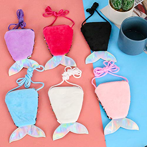 SallyFashion Meerjungfrau Geldbörse, 6 Stück Meerjungfrau Tasche Pailletten Geldbörse Kinder für Geburtstag Geschenk Mitgebsel Party