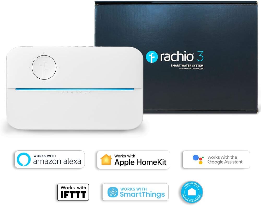 Rachio 3 Smart Sprinkler Controller, 8 Zone 3rd Generation, Alexa and Apple HomeKit Compatible with Hyperlocal Weather Intelligence Plus and Rain, Freeze and Wind Skip : Garden & Outdoor