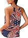 BLENCOT Women's Summer Sleeveless Spaghetti Strap Halter Floral Printed Cami Tank Tops
