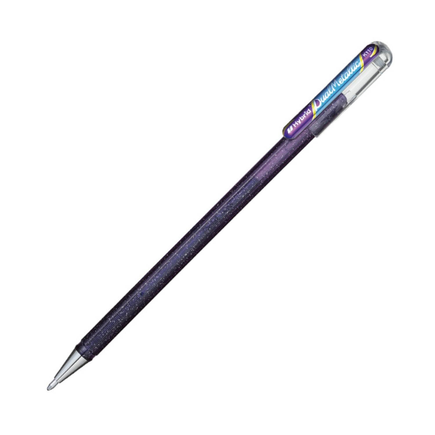 Pentel K110 Hybrid DualMetallic Gel Rollerball, 1.0mm Tip, Violet/Metallic Blue (Single Pen)