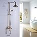 Rozin Antique Brass Bathroom Shower Faucet Set 8 Inch Shower Head + Hand Spray