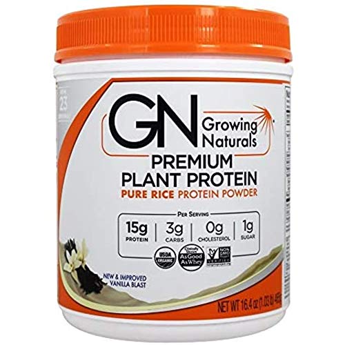Growing Naturals Rice Protein Isolate Powder, Vanilla Blast, 465Gram