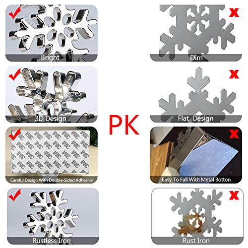 Fowecelt 2 Pack 3D Snowflake Christmas Stocking Hanger Silver Metal Mantel Stockings Holders for Christmas Decorations