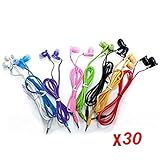 JustJamz 30 Pack 3.5mm Stereo in-Ear Earbud Headphones - Earphones (Assorted Colors)