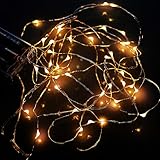 E-Age Battery Operated 20 LED String Lights on Silver Wire 7ft Long. For Use in Floral Arrangements Party, Wedding Decorating and More (Warm White)
