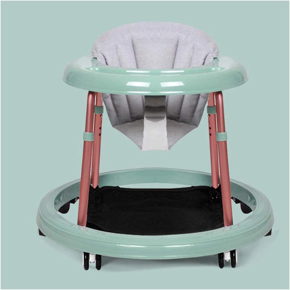 Olz Adjustable Baby Walkers for Baby with Easy Clean Tray, Universal Wheeled Walker, Anti-Rollover Folding Walker for Girls&Boys 6-18Months Toddler