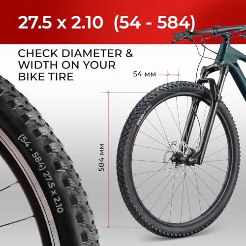 Fincci MTB Tyre 27.5 – Folding Tyre Set 27.5 x 2.10 Inches 54-584 with 2 Presta Chambers, Oncamp Tyres for Road Bike, Mountain Bike, and Bicycle, Pack of 2 Accessories