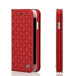 PHEVOS Iphone 6plus / Iphone 6s plus leather wallet Cases [ Genuine cowhide] Folio Flip Corrected Grain Leather Case and Card Slot,Gift Box (Coins red 5.5)