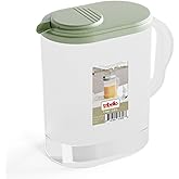 Tribello 1-Gallon Slim Plastic Pitcher with Lid – Clear Water Jug with Pivot-Top Spout, Iced Tea Pitcher for Fridge, Dishwasher/Freezer Safe, BPA & Phthalate Free – Sage Green