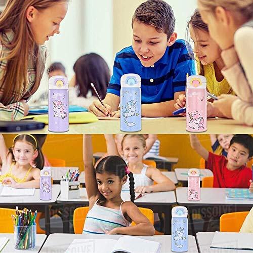Kids Water Bottle Thermoses Unicorn Water Bottle Cup Metal Stainless Steel Vacuum Insulated Water Flask for School Kids Girls Lunch Box Leak Proof BPA Free white Unicorn