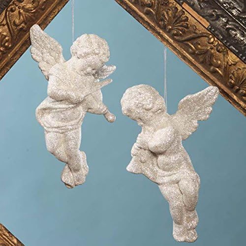 Cherub Figurine Ornament with Instrument (Playing Horn)