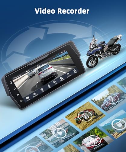 Rimoody Wireless Carplay Motorcycle Display with Dashcam 2 Front and Back Camera, 6.86 Inches Touchscreen Portable Carplay Android Car Screen for Motorbike with Mirror Link/Bluetooth/IP68 Etanche