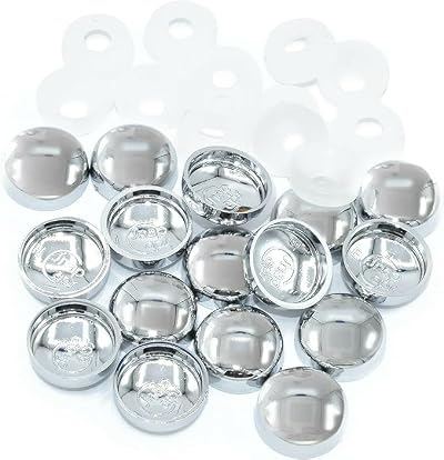SISI UK Chrome Dome Screw Cover Caps Clip-On for 6g & 8g Mirror Screws 50 Pack