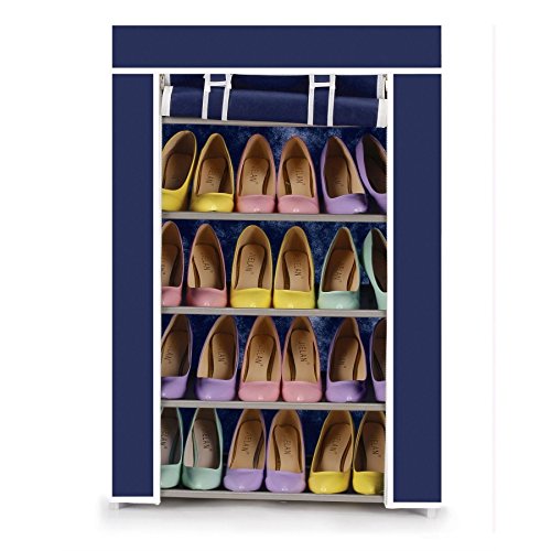 4 TIER CANVAS COVER SHOES STORAGE SHELF RACK CUPBOARD SHOE ORGANISER