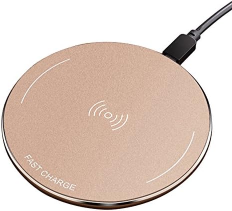 Fast QI Wireless Charger, WOWOGO iPhone Wireless Charger Wireless Charging Pad (Ultra-Slim) for iPhone X ,iPhone 8, iPhone 8 Plus ,Samsung Galaxy Note8, S8, S8 Plus, S7, S7 Edge, S6 Edge Plus (gold)