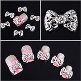 350buy 10x Silver 3D Carve Alloy Rhinestones Bow Tie Nail Art DIY Decorations