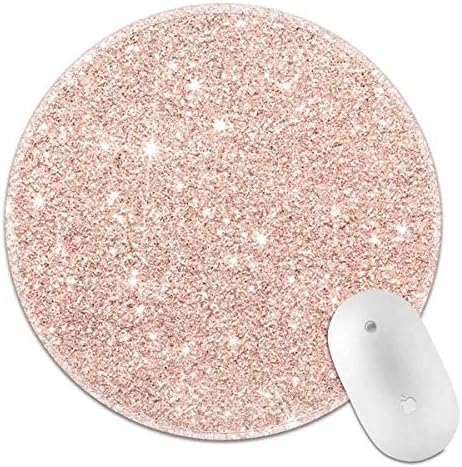 Mouse Pad Pink Gold Sparkling Mouse Pad Round Art Print Comfort Rubber Edge Game Mouse Pad Computer Laptop (Gold Sparkling)