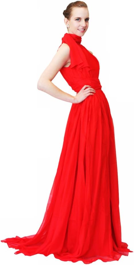 Beautifly Red High-Neck Bowtie Wedding Bridesmaid Women Dress