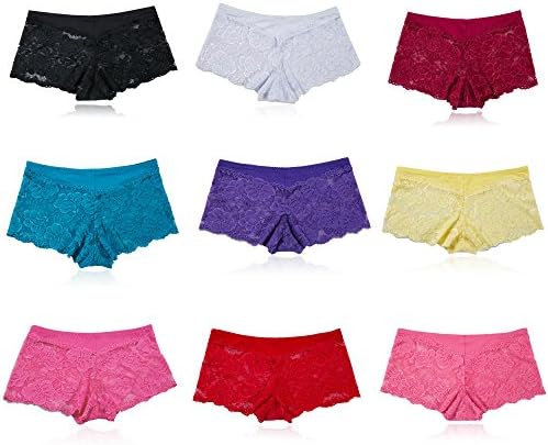 U sweet 9-pack Boyshort panties Women Sexy Lace fun Underwear - Briefs Ladies Knickers Womens Triangle thong All code (XL, 9144B)